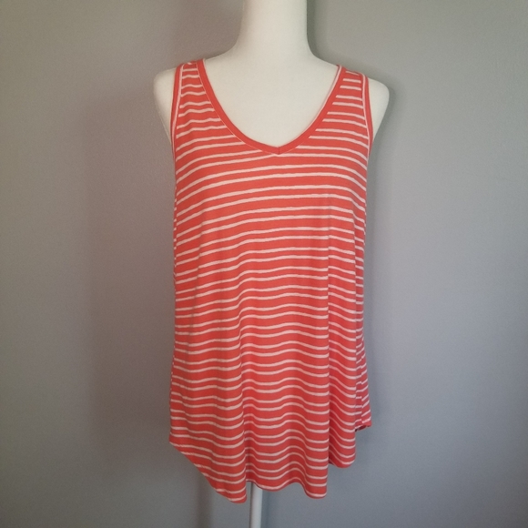 a.n.a Tops - 💘a.n.a. Orange & White Striped Tank Top Size XL
